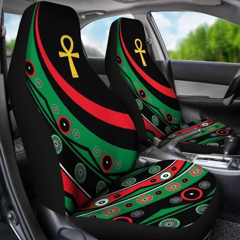 Pan African Car Seat Covers - Ankh Wirh Pan-Africanism Flag - 153908 - YourCarButBetter