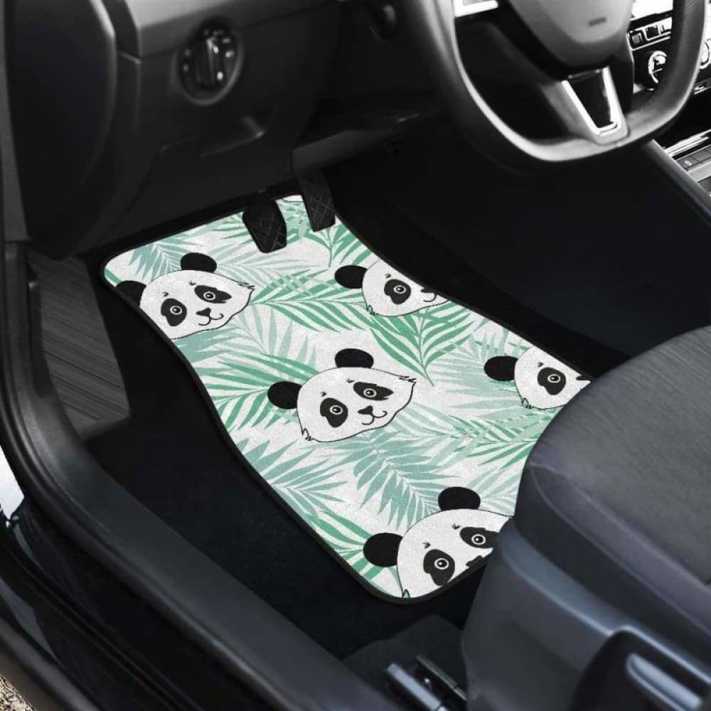Panda Pattern Tropical Leaves Background Front And Back Car Mats 091706