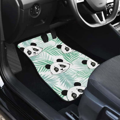 Panda Pattern Tropical Leaves Background Front And Back Car Mats 091706