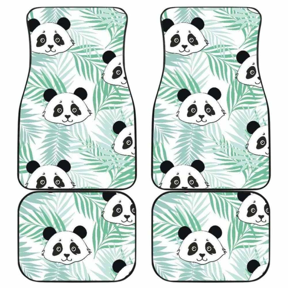 Panda Pattern Tropical Leaves Background Front And Back Car Mats 091706