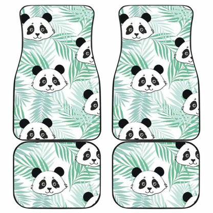 Panda Pattern Tropical Leaves Background Front And Back Car Mats 091706