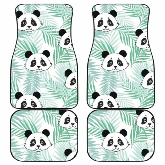 Panda Pattern Tropical Leaves Background Front And Back Car Mats 091706