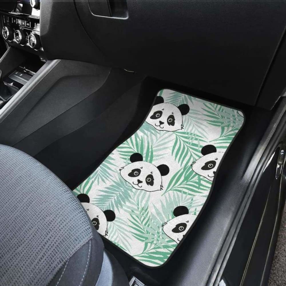 Panda Pattern Tropical Leaves Background Front And Back Car Mats 091706