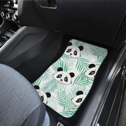 Panda Pattern Tropical Leaves Background Front And Back Car Mats 091706