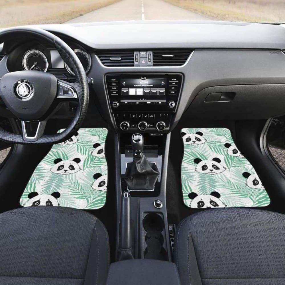 Panda Pattern Tropical Leaves Background Front And Back Car Mats 091706