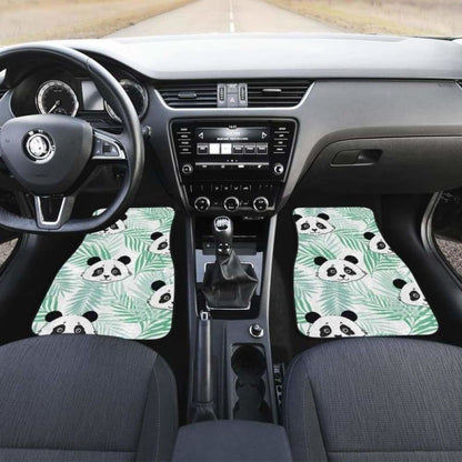 Panda Pattern Tropical Leaves Background Front And Back Car Mats 091706