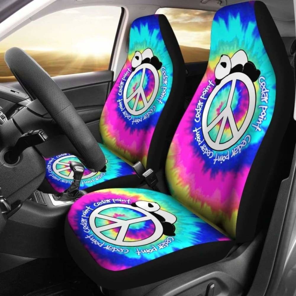 Panda Peace Tie Dye Car Seat Covers 091706