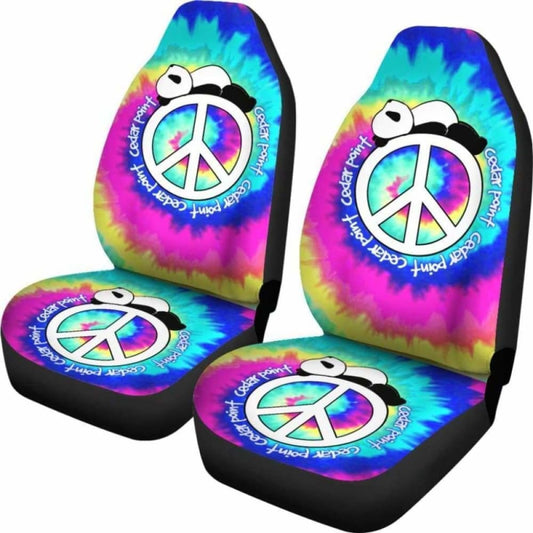 Panda Peace Tie Dye Car Seat Covers 091706