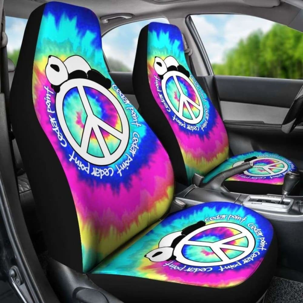 Panda Peace Tie Dye Car Seat Covers 091706