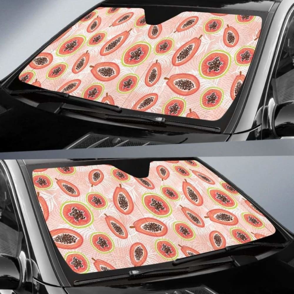 Papaya Leaves Pattern Car Auto Sun Shades 182102 - YourCarButBetter