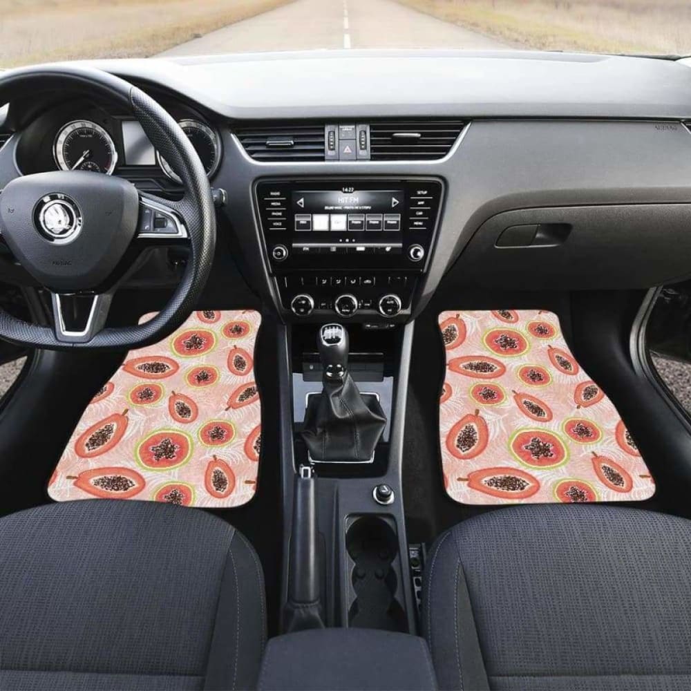 Papaya Leaves Pattern Front And Back Car Mats 174914 - YourCarButBetter