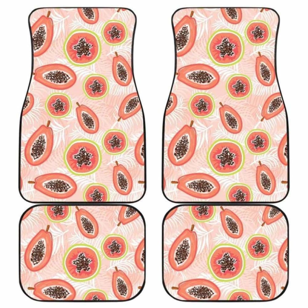 Papaya Leaves Pattern Front And Back Car Mats 174914 - YourCarButBetter