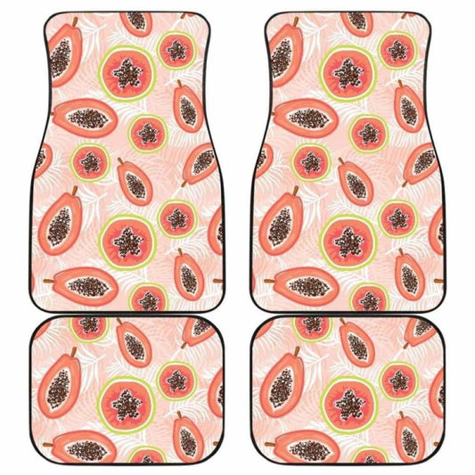 Papaya Leaves Pattern Front And Back Car Mats 174914 - YourCarButBetter