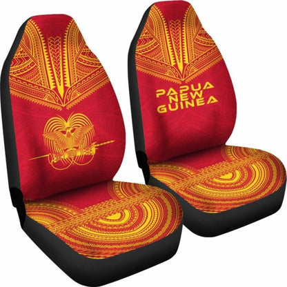 Papua New Guinea Car Seat Cover - Papua New Guinea Coat Of Arms Polynesian Chief Tattoo Red Version - 10 174914 - YourCarButBetter