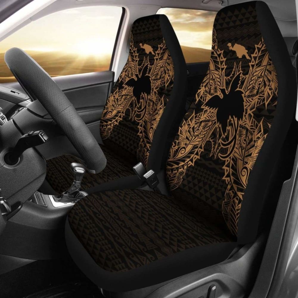 Papua New Guinea Car Seat Cover - Papua New Guinea Flag Map Gold - 105905 - YourCarButBetter