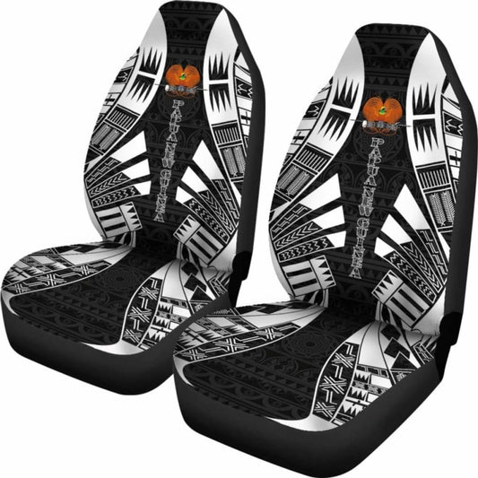 Papua New Guinea Car Seat Covers - Papua New Guinea Coat Of Arms Polynesian Tattoo Black - 9 174914 - YourCarButBetter