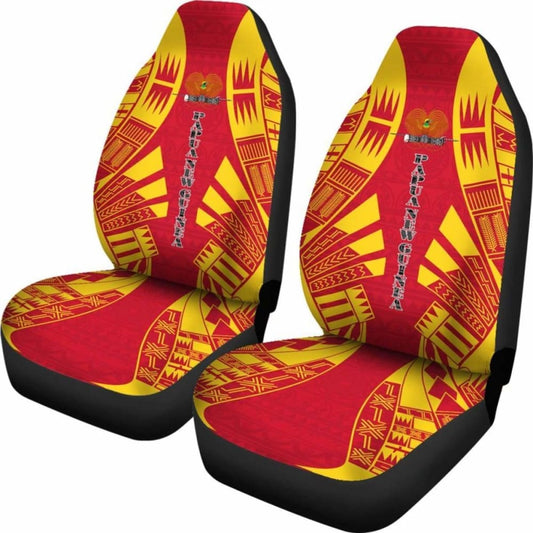 Papua New Guinea Car Seat Covers - Papua New Guinea Coat Of Arms Polynesian Tattoo Flag - 9 174914 - YourCarButBetter