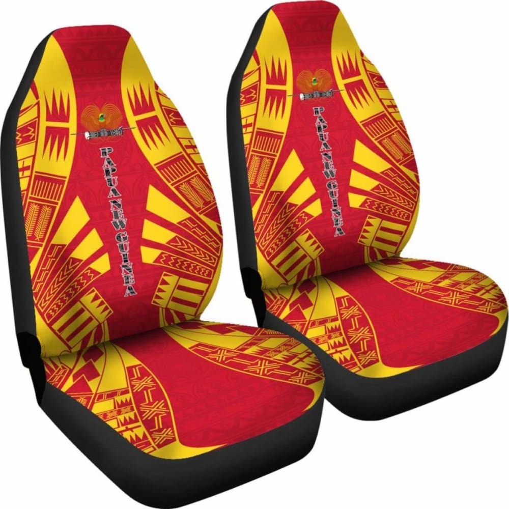 Papua New Guinea Car Seat Covers - Papua New Guinea Coat Of Arms Polynesian Tattoo Flag - 9 174914 - YourCarButBetter