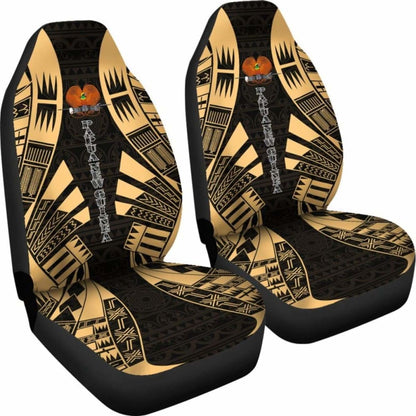 Papua New Guinea Car Seat Covers - Papua New Guinea Coat Of Arms Polynesian Tattoo Gold - 9 174914 - YourCarButBetter