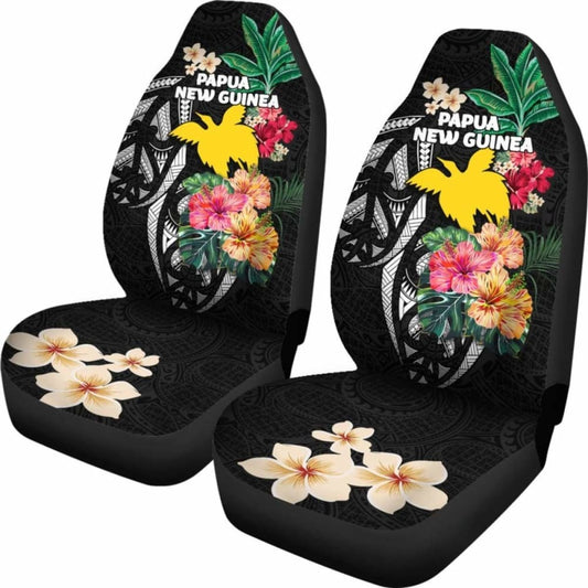 Papua New Guinea Car Seat Covers Coat Of Arms Polynesian With Hibiscus 232125 - YourCarButBetter