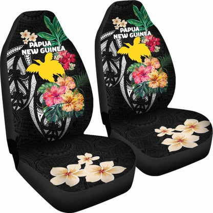 Papua New Guinea Car Seat Covers Coat Of Arms Polynesian With Hibiscus 232125 - YourCarButBetter