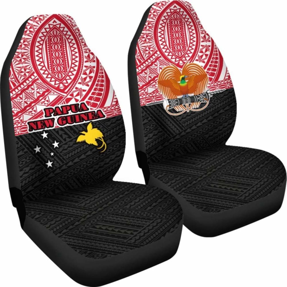 Papua New Guinea Car Seat Covers - Papua New Guinea Flag Coat Of Arms Polynesian Design - 105905 - YourCarButBetter