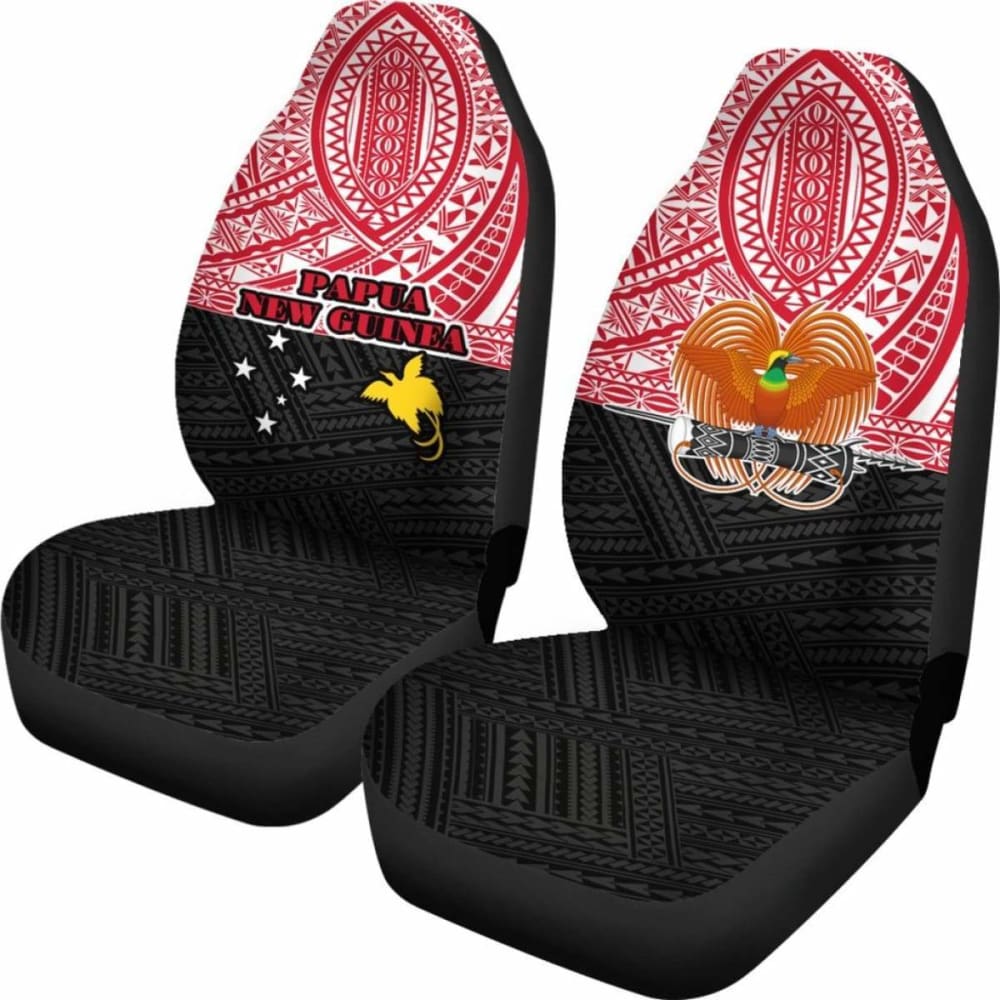 Papua New Guinea Car Seat Covers - Papua New Guinea Flag Coat Of Arms Polynesian Design - 105905 - YourCarButBetter