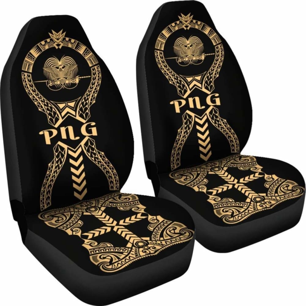Papua New Guinea Car Seat Covers Polynesian Tribal Gold 105905 - YourCarButBetter