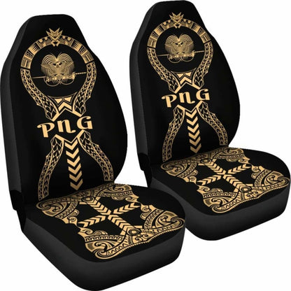 Papua New Guinea Car Seat Covers Polynesian Tribal Gold 105905 - YourCarButBetter