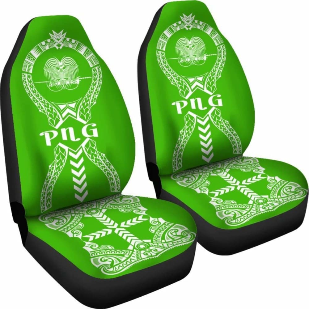 Papua New Guinea Car Seat Covers Polynesian Tribal Green 105905 - YourCarButBetter