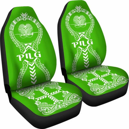 Papua New Guinea Car Seat Covers Polynesian Tribal Green 105905 - YourCarButBetter