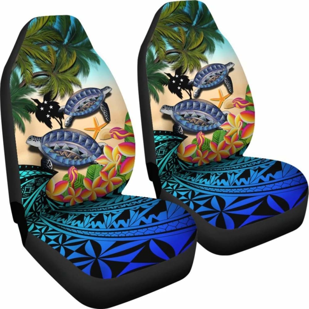 Papua New Guinea Car Seat Covers - Polynesian Turtle Coconut Tree And Plumeria Amazing 091114 - YourCarButBetter