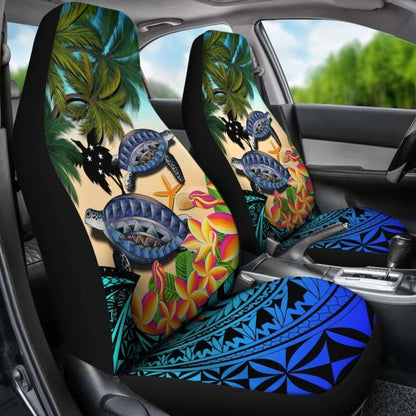 Papua New Guinea Car Seat Covers - Polynesian Turtle Coconut Tree And Plumeria Amazing 091114 - YourCarButBetter