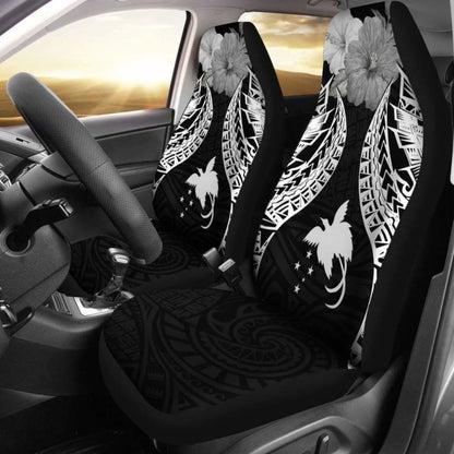 Papua New Guinea Polynesian Car Seat Covers Pride Seal And Hibiscus Black - 232125 - YourCarButBetter