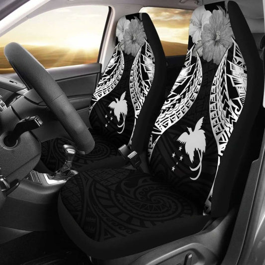 Papua New Guinea Polynesian Car Seat Covers Pride Seal And Hibiscus Black - 232125 - YourCarButBetter