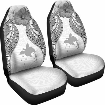 Papua New Guinea Polynesian Car Seat Covers Pride Seal And Hibiscus White - 232125 - YourCarButBetter