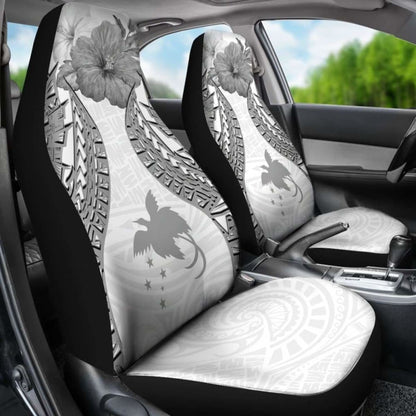 Papua New Guinea Polynesian Car Seat Covers Pride Seal And Hibiscus White - 232125 - YourCarButBetter