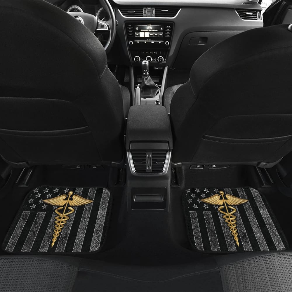 Patriot Nurse Thin Grey Line American Flag Car Floor Mats 211804 - YourCarButBetter