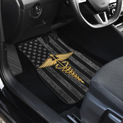 Patriot Nurse Thin Grey Line American Flag Car Floor Mats 211804 - YourCarButBetter