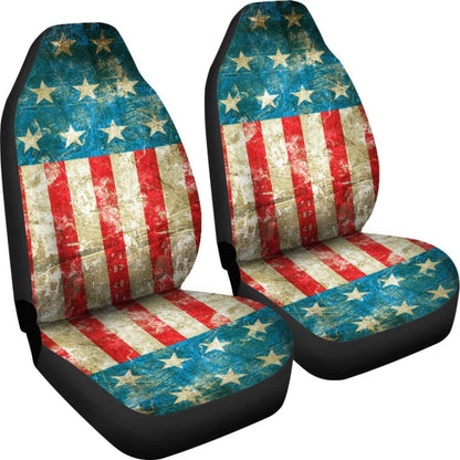 Patriotic Car Seat Covers Vintage Red White Blue American Flag 101819 - YourCarButBetter