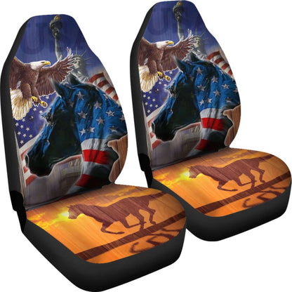 Patriotic Horse American Flag Silhouette Horse Car Seat Covers 212701 - YourCarButBetter