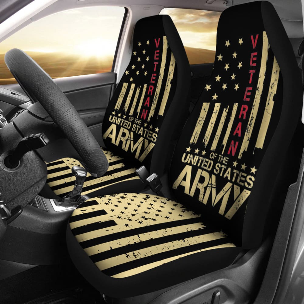 Patriotic U.S Army Veteran Red Line American Flag Car Seat Covers 550317 - YourCarButBetter