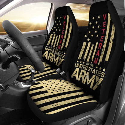 Patriotic U.S Army Veteran Red Line American Flag Car Seat Covers 550317 - YourCarButBetter