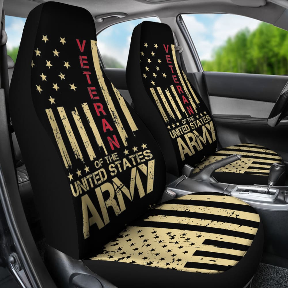 Patriotic U.S Army Veteran Red Line American Flag Car Seat Covers 550317 - YourCarButBetter