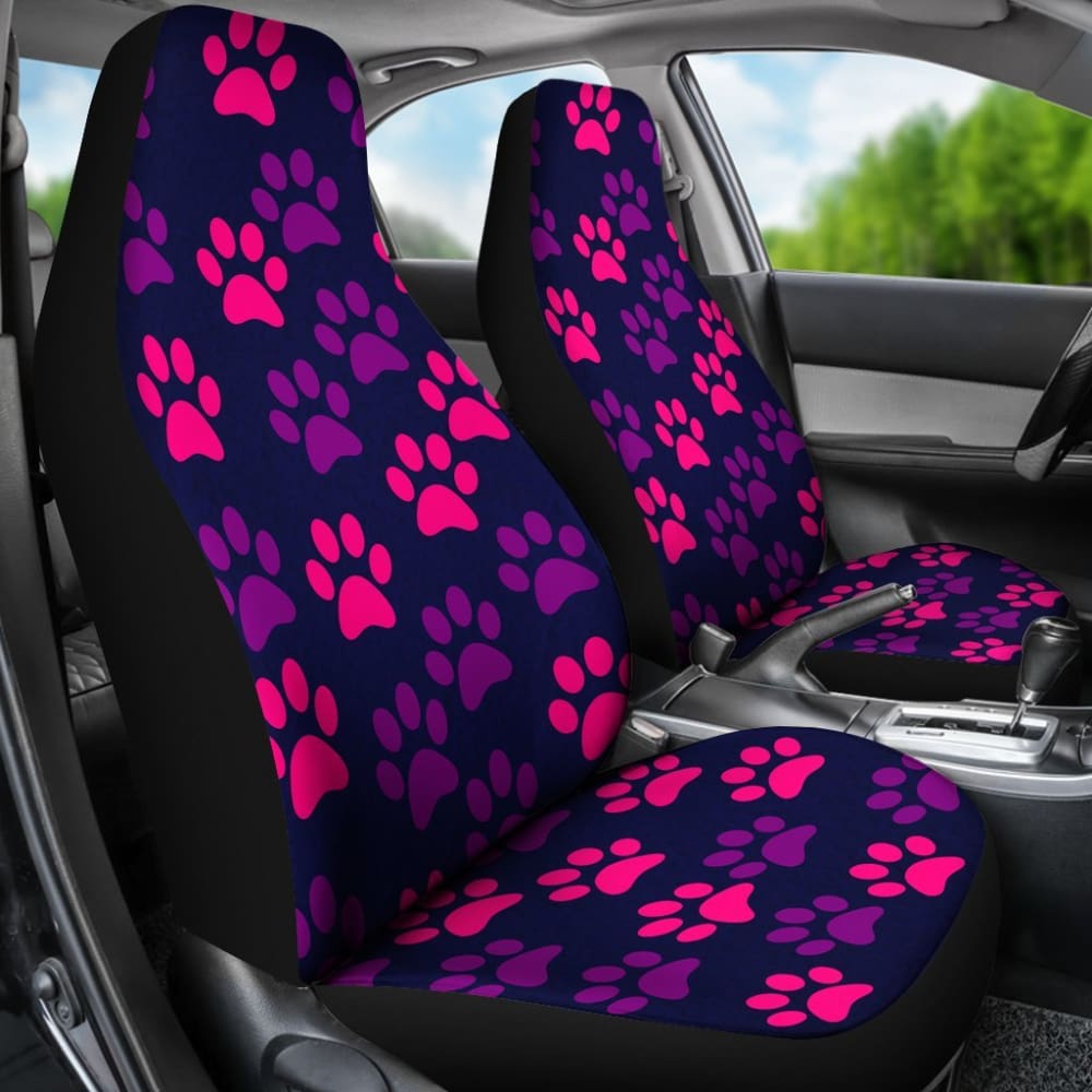 Paw Print Car Seat Cover Purple/Pink -094209 - YourCarButBetter