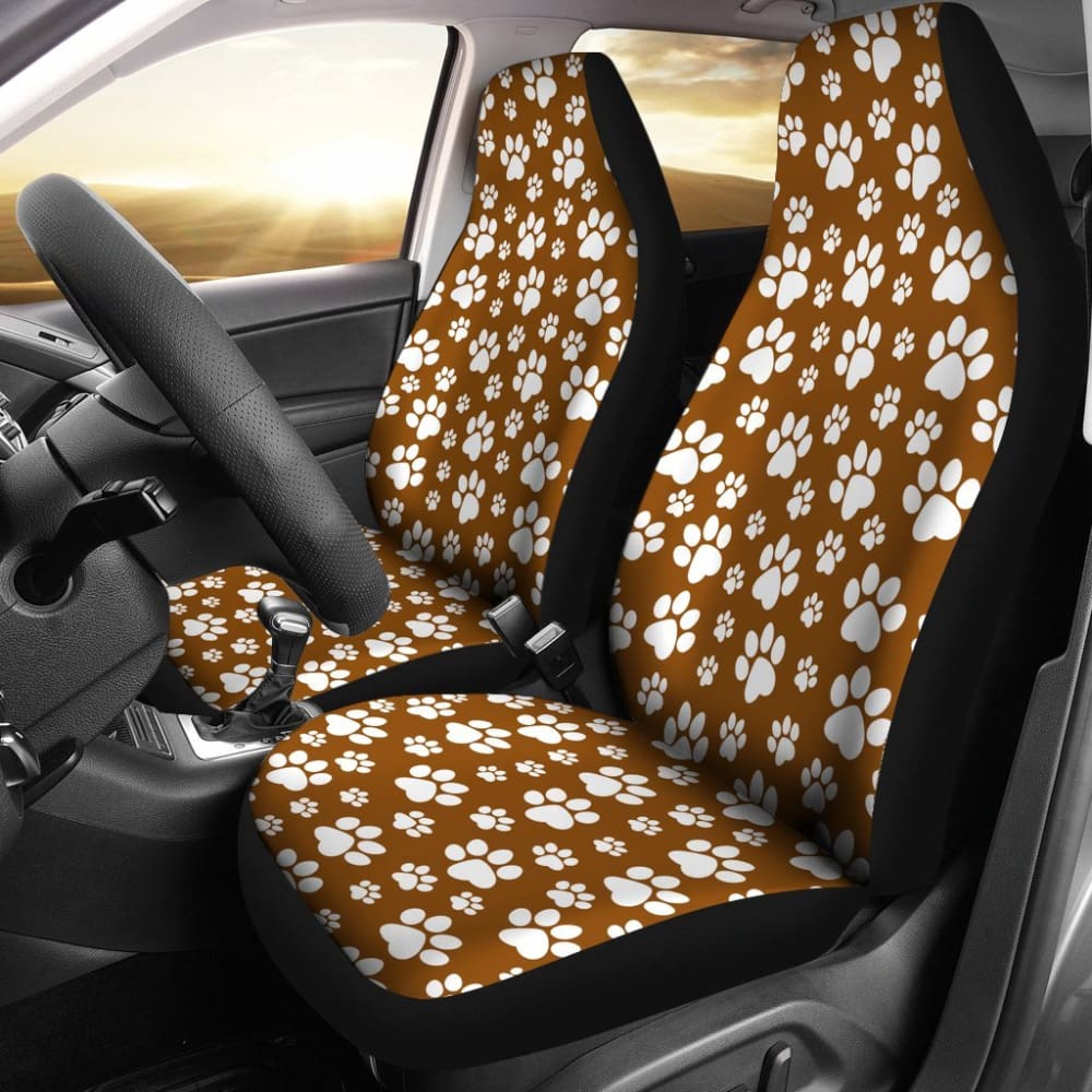 Paw Print Car Seat Covers Brown 094209 - YourCarButBetter