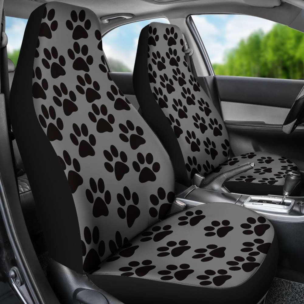 Paw Print Car Seat Covers Grey/Black - 094209 - YourCarButBetter