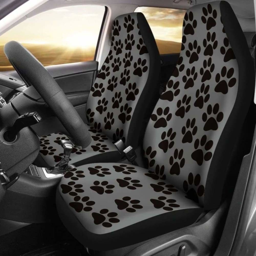 Paw Print Car Seat Covers Grey/Black 161012