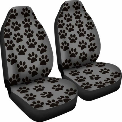 Paw Print Car Seat Covers Grey/Black 161012