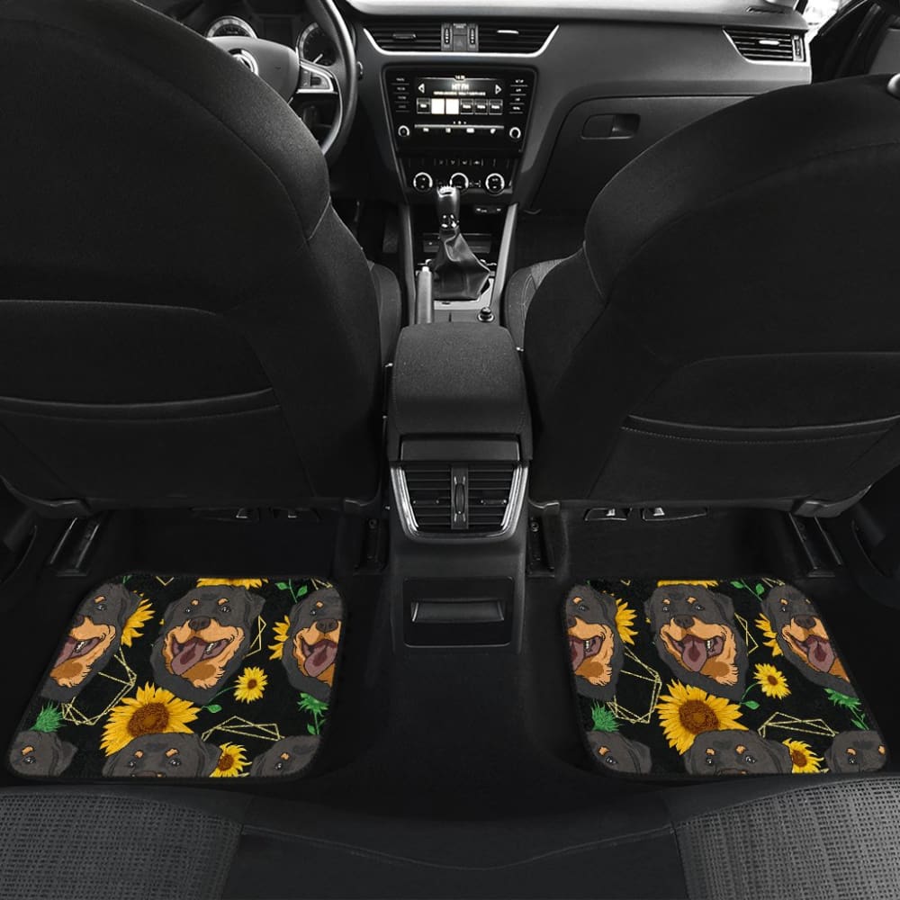 Paws With Rottweiler Sunflower Print Car Floor Mats 210702